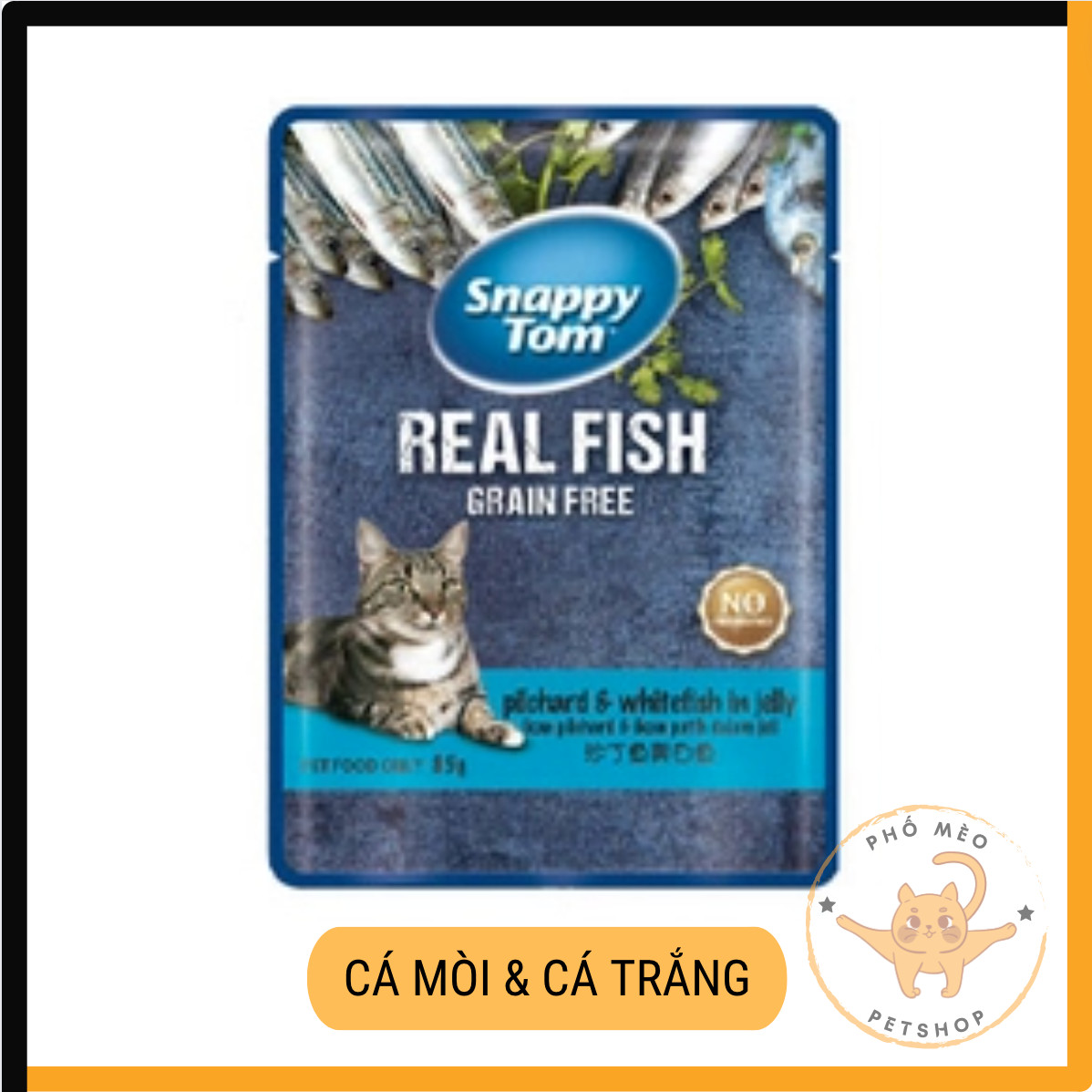 Pate mèo Snappy Tom Real Fish 85G, thịt cá thật