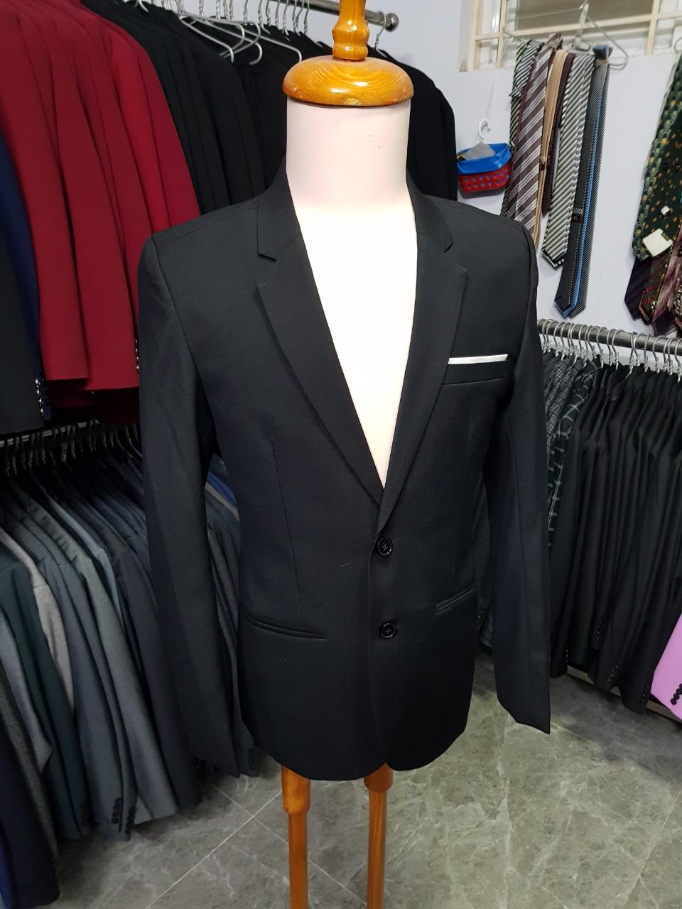 Áo khoác blazer nam kiểu 2 nút chất vải mềm mịn màu đen