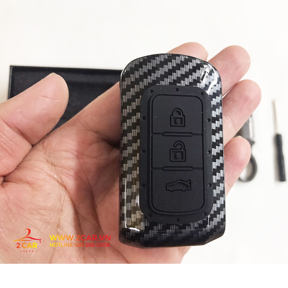 Ốp Chìa Khóa carbon xe Mitsubishi Xpander chìa thông minh vân cacbon cao cấp