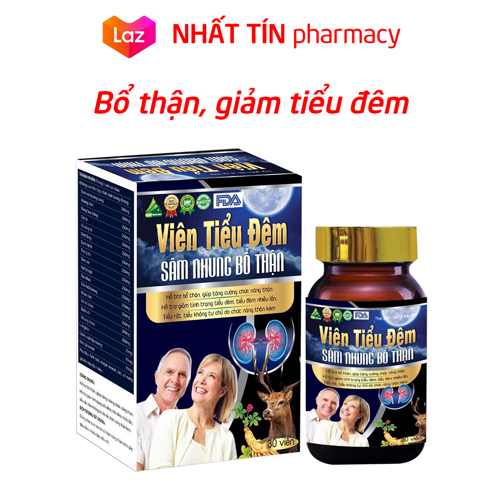 Viên Tiểu Đêm Sâm Nhung Bổ Thận giảm tiểu đêm, tiểu nhiều lần, tăng cường chức năng thận - Hộp 30 viên - NHẤT TÍN PHARMA