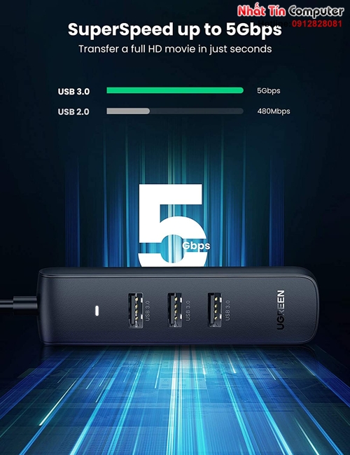 Hub chuyển đổi USB Type-C ra 4 cổng USB 3.0 Ugreen 10916 cao cấp