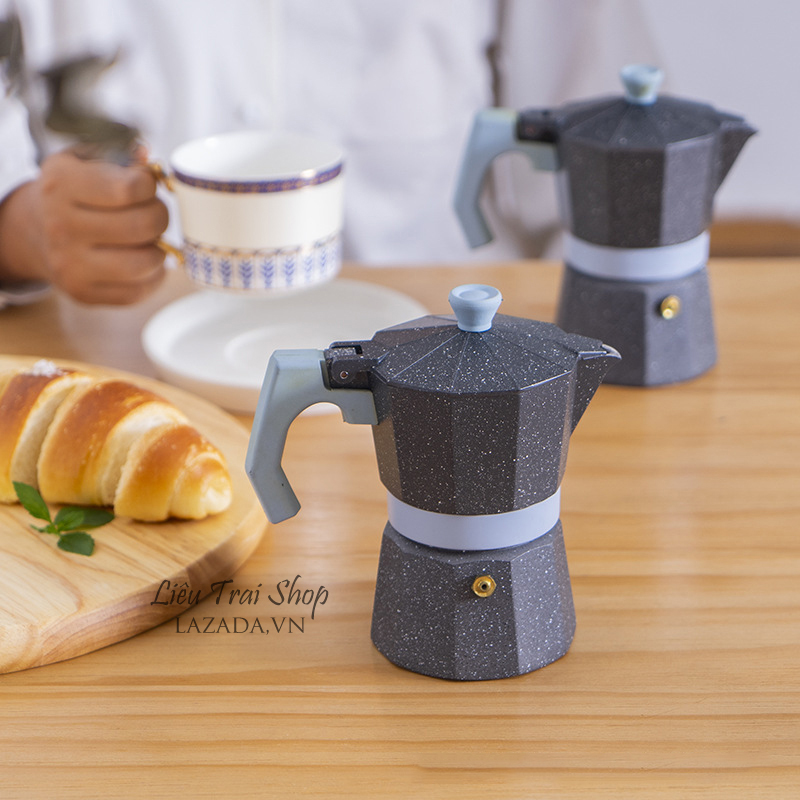 Ấm moka pot pha cà phê cà phê bình moka pot 2cup 80ml vân đá phong cách Ý