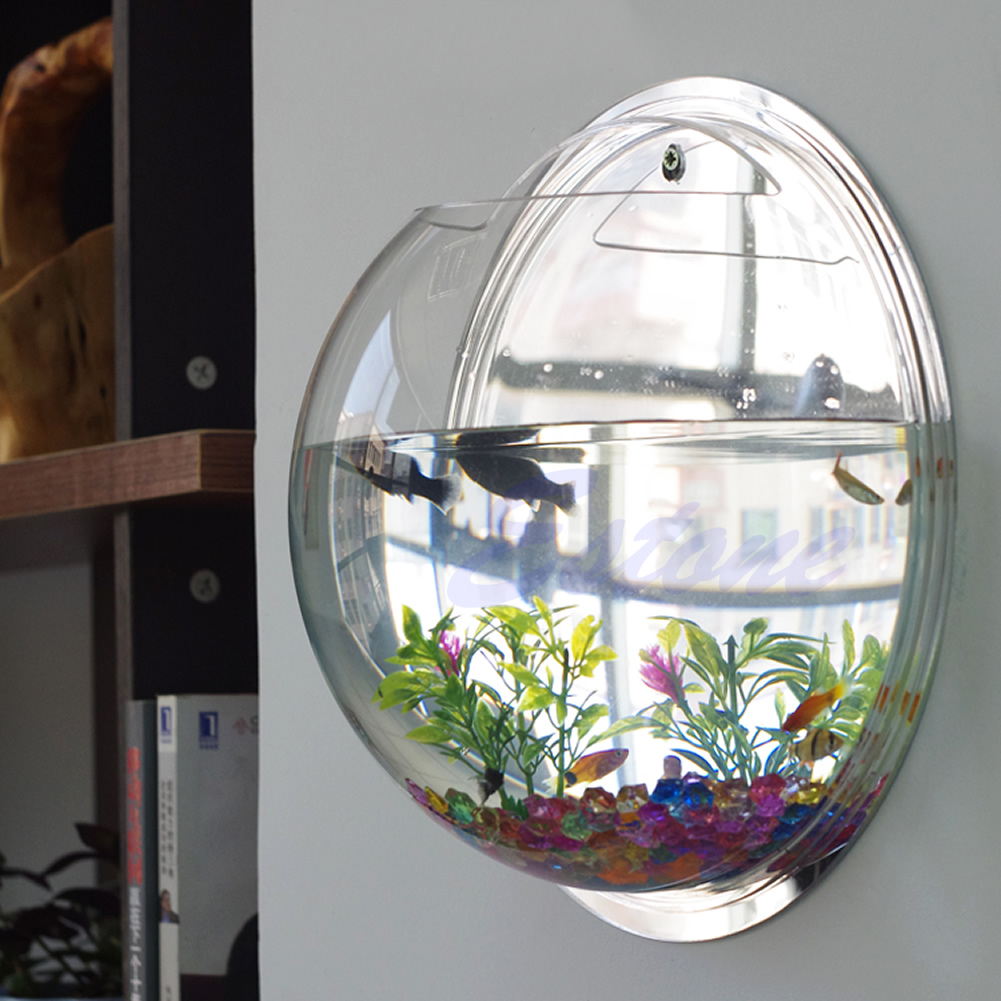 【19.5*19.5cm】Pot Wall Hanging Mount Bubble Aquarium Bowl Fish Tank Aquarium Home Decoration