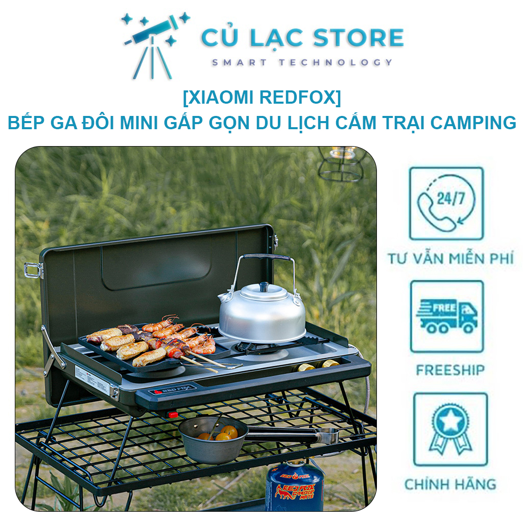 [Xiaomi Redfox] Bếp ga đôi mini gấp gọn du lịch cắm trại camping