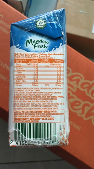 (28/09/2026) Sữa Meadow Fresh Max canxi thùng 24 hộp 200ml