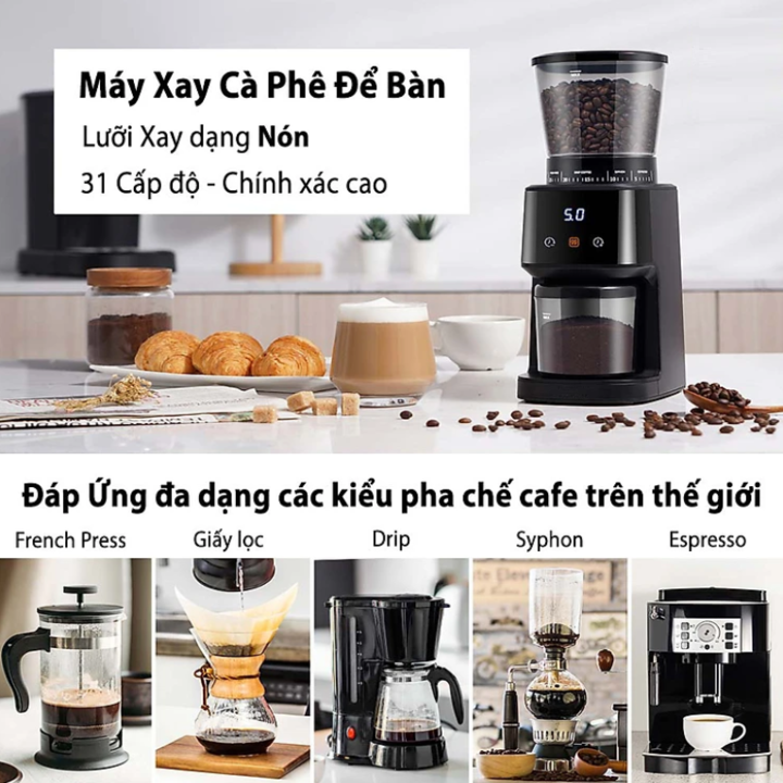 Máy xay cà phê cao cấp thương hiệu BD-CG015, công suất 150W, phù hợp với pha coldbrew, pha phin,... [BẢO HÀNH 12 THÁNG]
