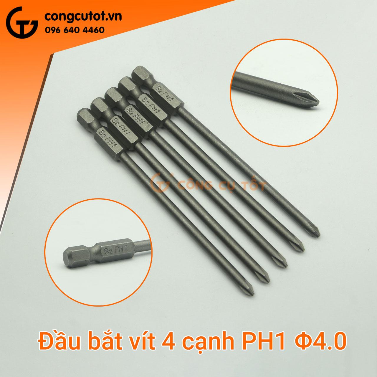 Đầu bắt vít 4 cạnh PH1 dài 100mm, 120mm
