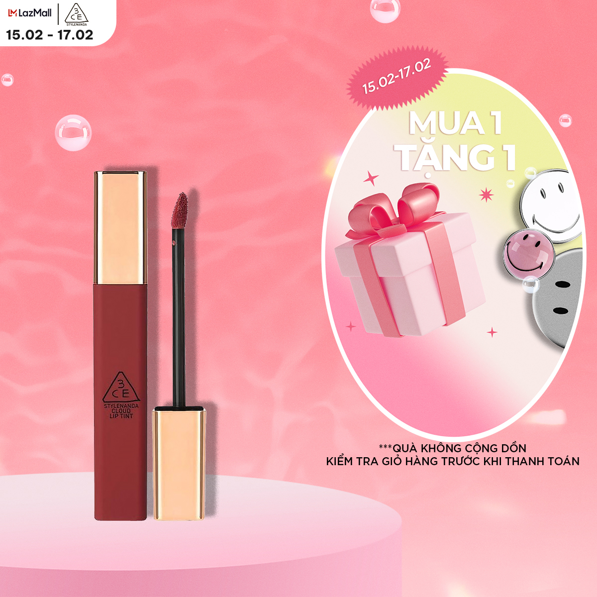 Son Kem Lì 3CE CLOUD LIP TINT Mịn Nhẹ Như Mây 4g