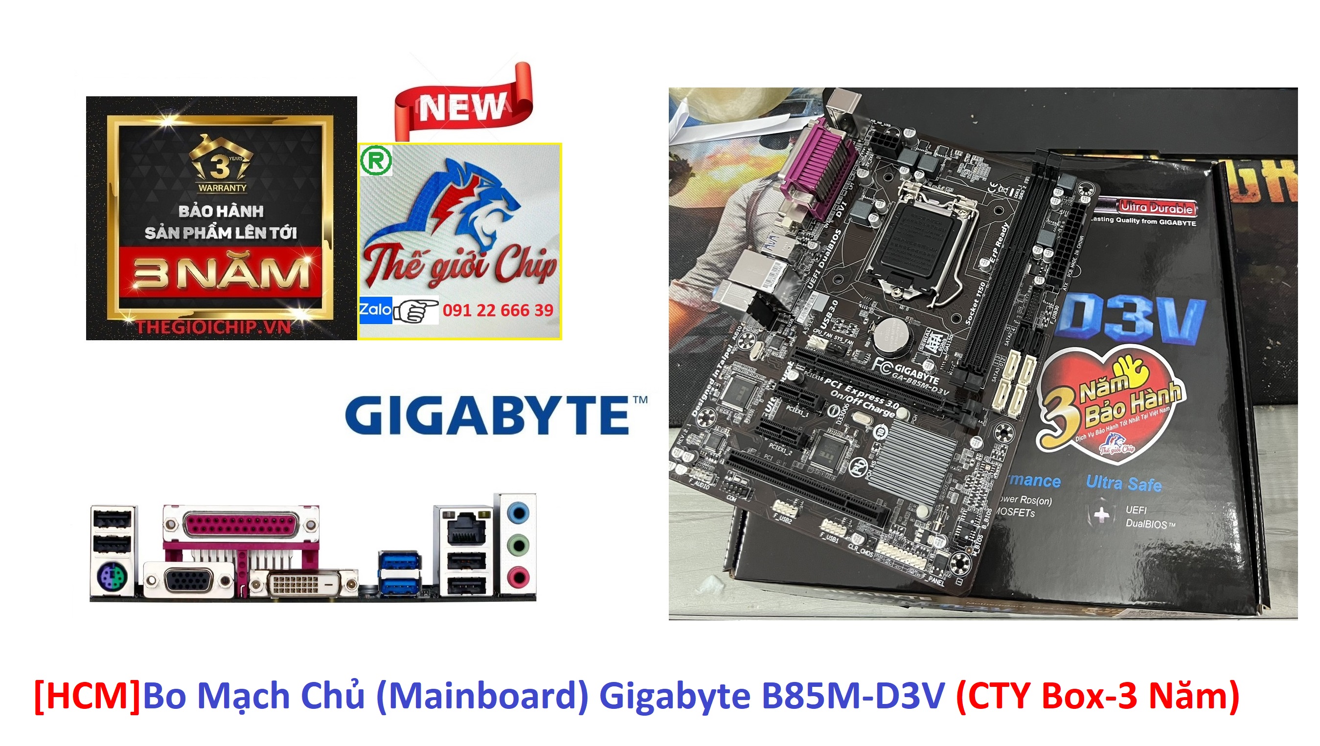 [HCM]Bo Mạch Chủ (Mainboard) Gigabyte B85M-D3V (CTY Box-3 Năm)