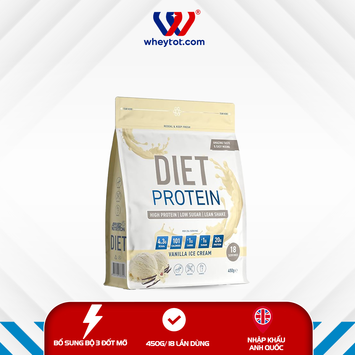 Bột Whey Protein Applied Nutrition Diet Whey 450G