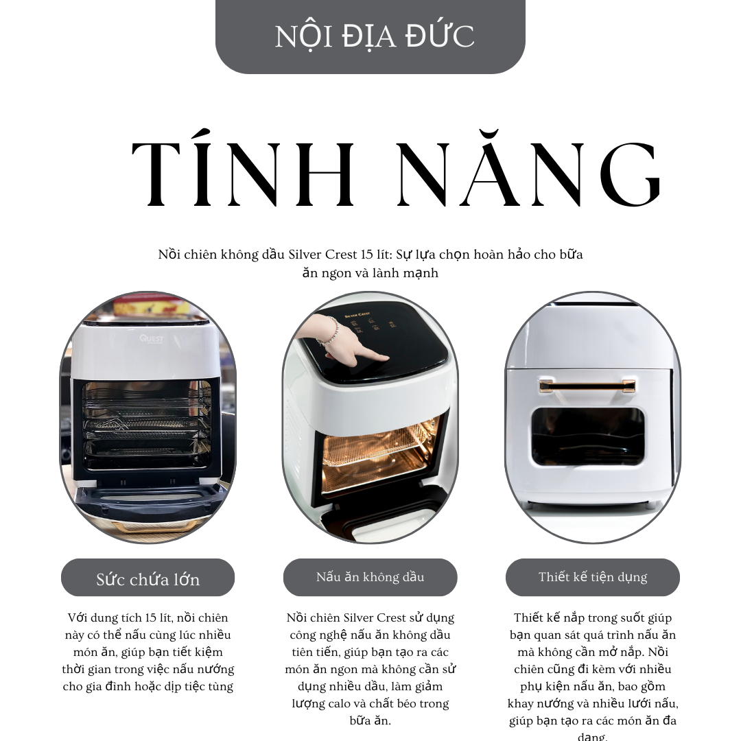 [VOUCHER 10%] ( 15 Lít) Nồi chiên không dầu của Đức