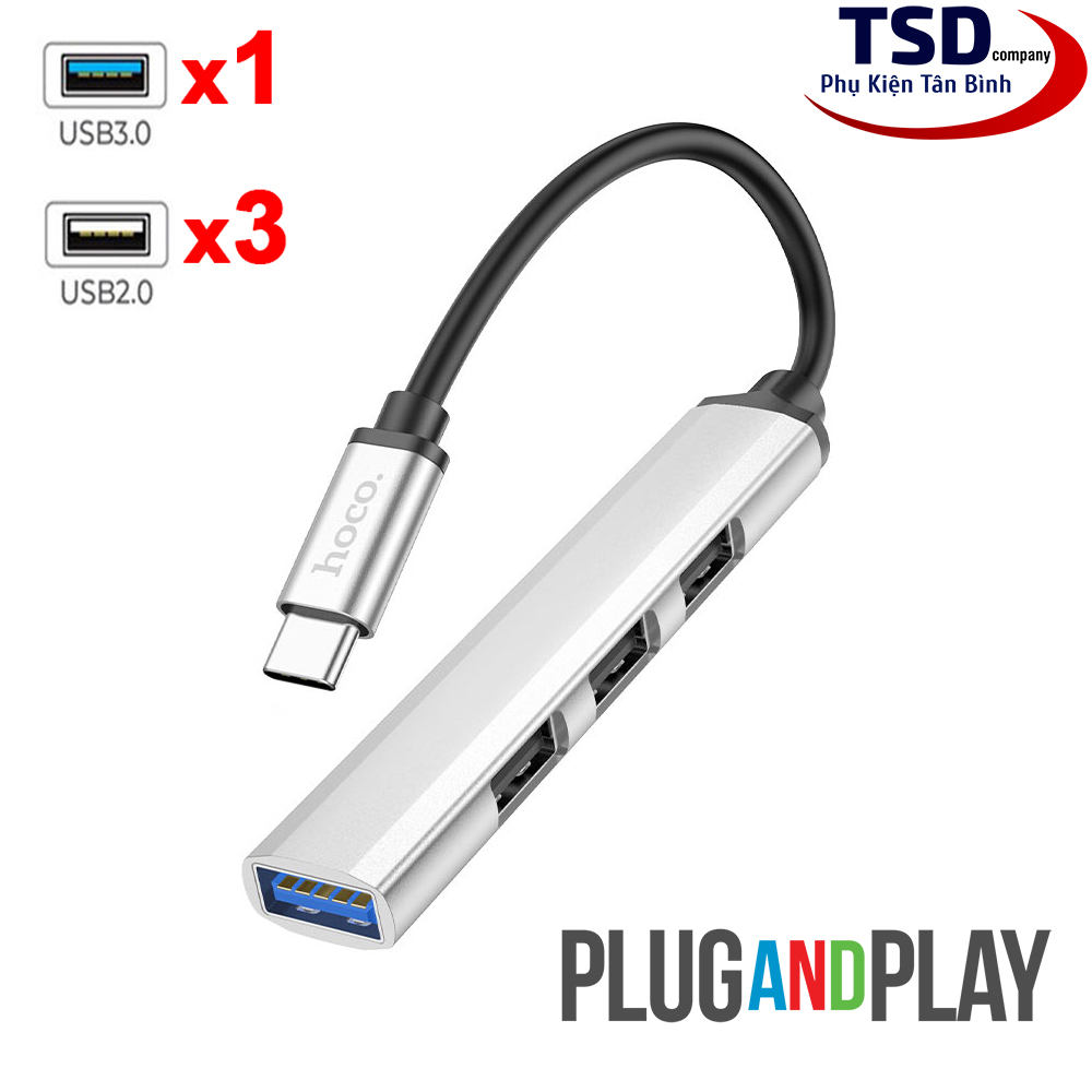 Genuine hoco hb26 type c out usb 3.0 & usb 2.0 hub