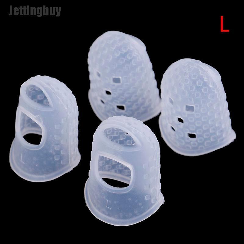Jettingbuy 4X guitar finger protector fingertip picks silicone guard plectrum bass ukulele Transparent L