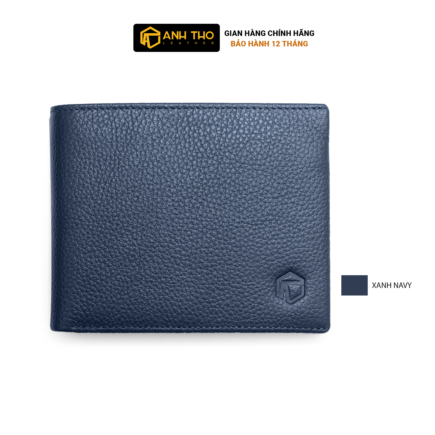 Ví da bò VICTOR dáng ngang, chất da bò hạt cao cấp, tone xanh navy sang trọng, đựng vừa tất cả giấy tờ, Anh Tho Leather