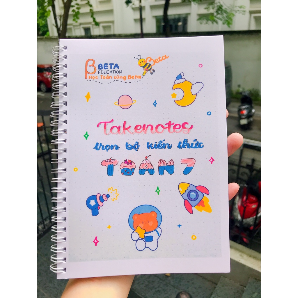 Sổ giấy lò xo, còng săt trang trí sticker toán 7