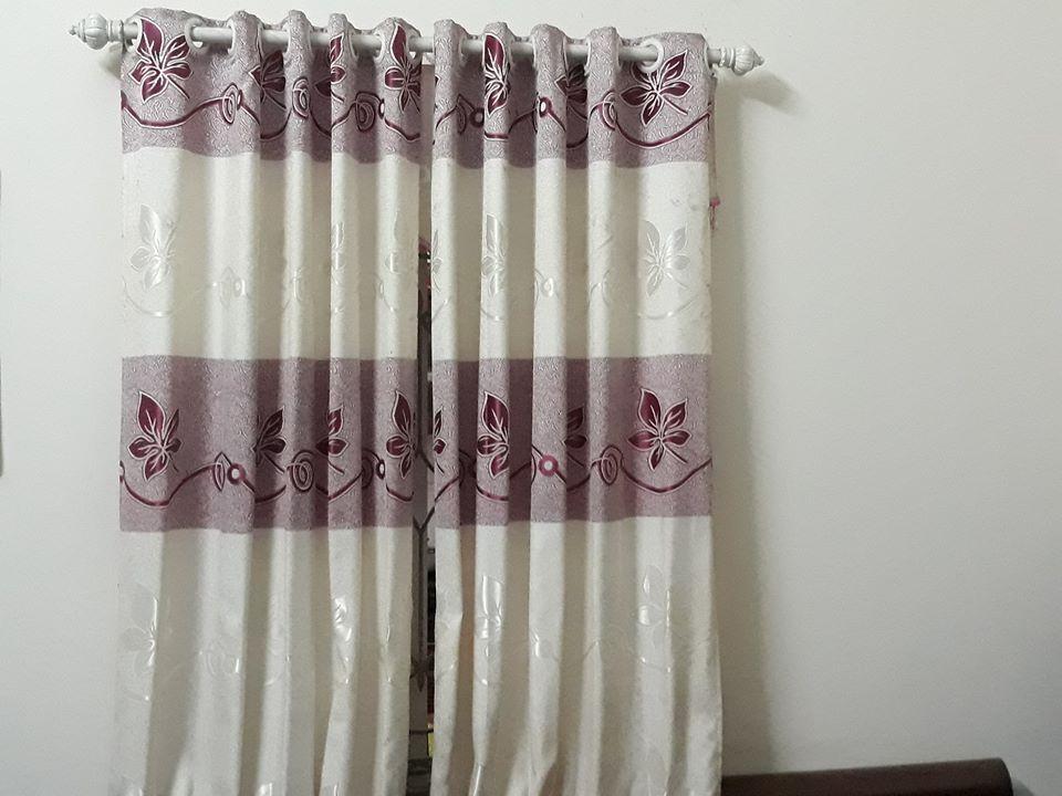 Bộ 2 rèm cửa cao cấp nhiều kích thước gấm hồng tím