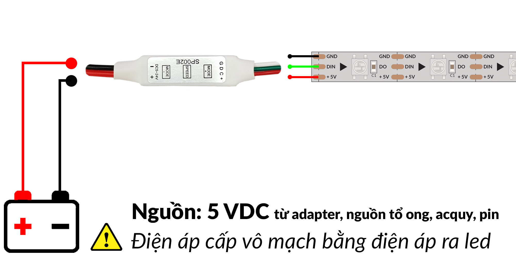 Mạch điều khiển Led WS2812 WS2811 3 nút SP002E