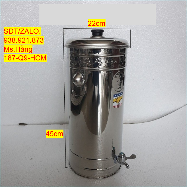 Bình lọc nước inox cao cấp sus 304 - cỡ nhỏ - bl20i3