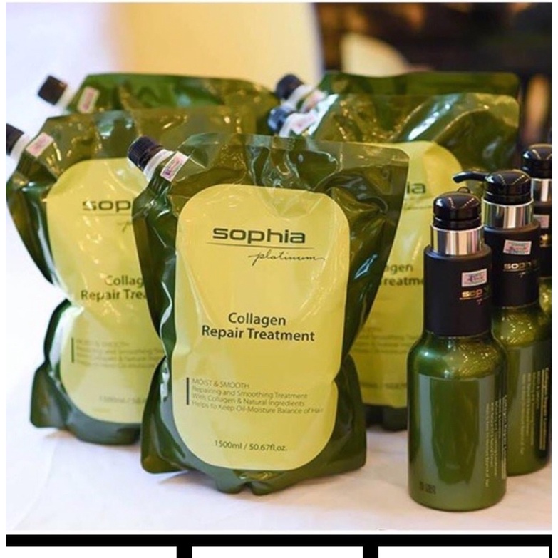 Hấp phục hồi tóc hư tổn Collagen Sophia Platinum 1500ml ( dạng túi )