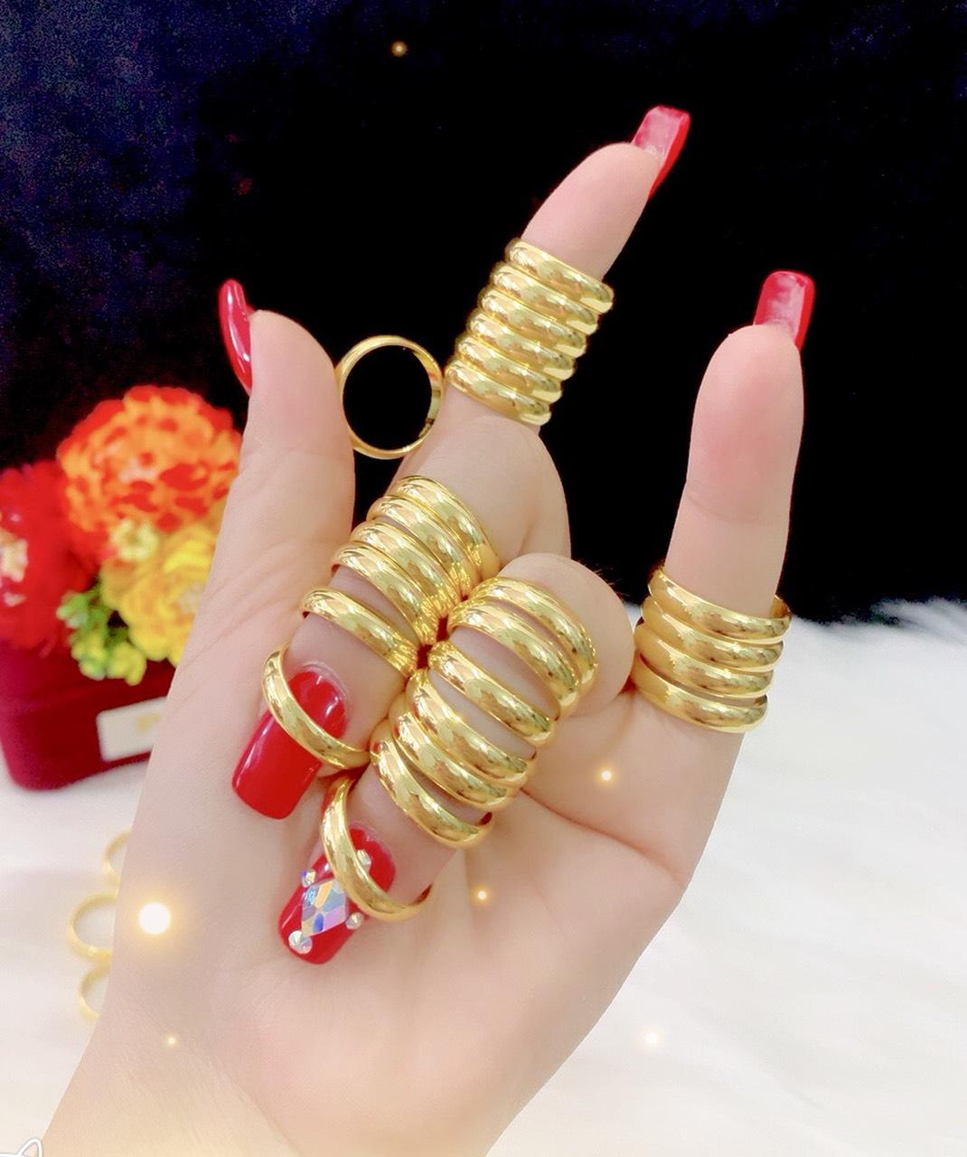 Nhẫn trơn 2 chỉ nam nữ khắc 9999 mạ 24k cao cấp