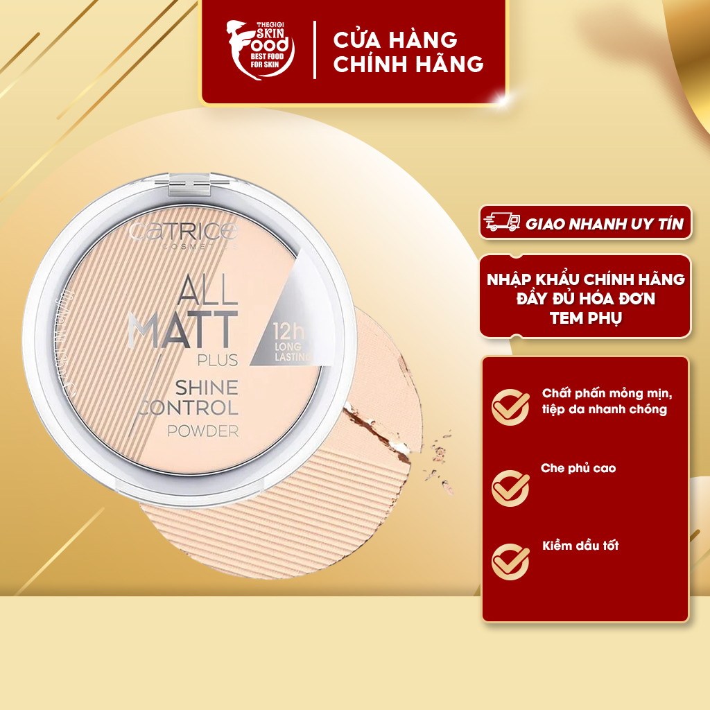 Phấn Phủ Dạng Nén Kiềm Dầu Catrice All Matt Plus Shine Control Powder #010 Transparent 10g