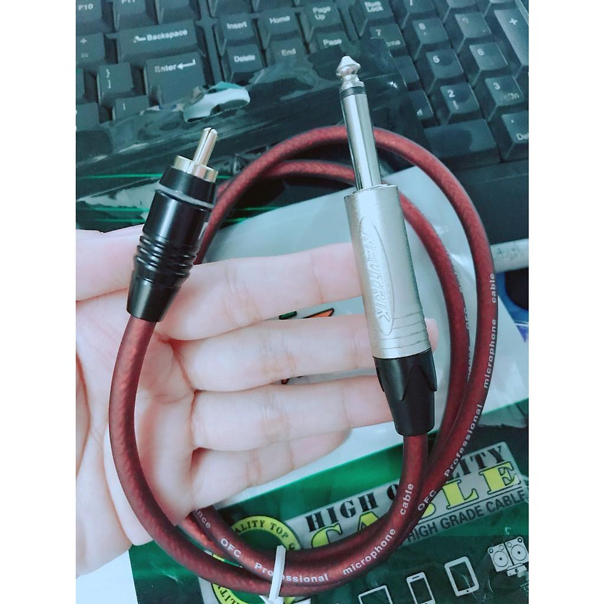 Dây 6 ly ra av hoa sen, dây tín hiệu chuyển đổi 6 ly ra rca hoa sen av cao cấp dài 1m,