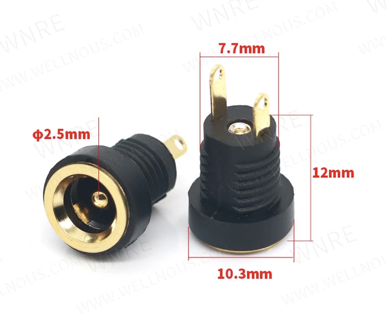 Jack sạc DC, jack cái 5.5*2.1mm, lỗ khoan 10mm