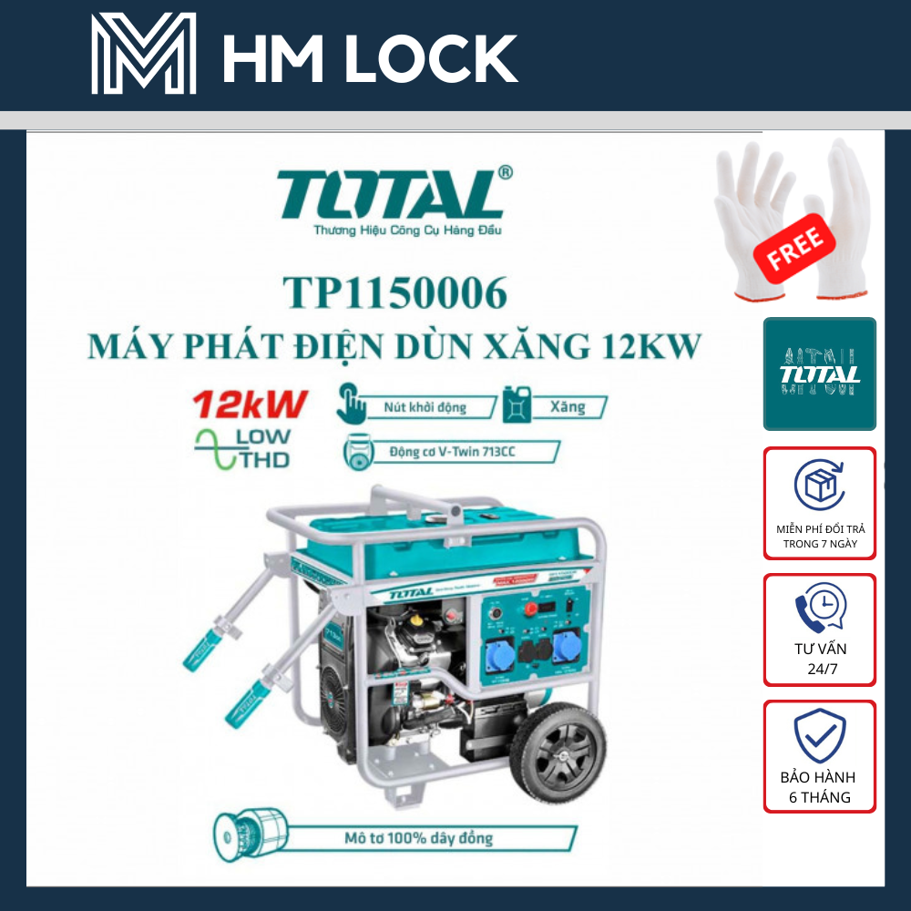 Máy phát điện dùng xăng 12kw total - hàng chính hãng - tp1150006