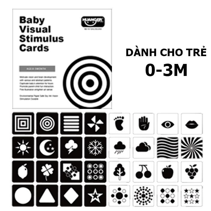 Combo 16 thẻ kích thích thị giác cho bé từ 0-36 tháng