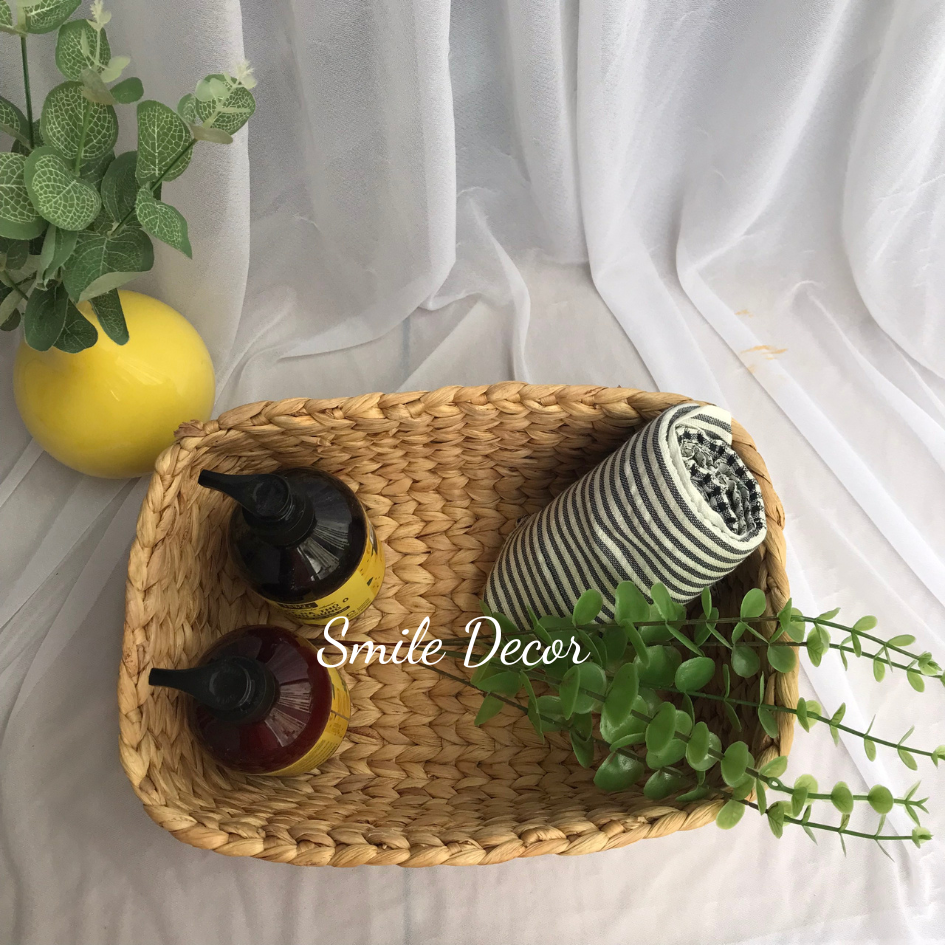 Rectangle handwoven hyacinth basket