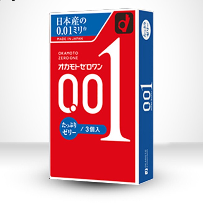 HỘP 3 CHIẾC BAO CAO SU SIÊU MỎNG OKAMOTO 0.01 - Nhật bản