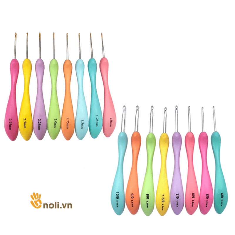 Bộ kim móc cán cong 8 cây - Móc len