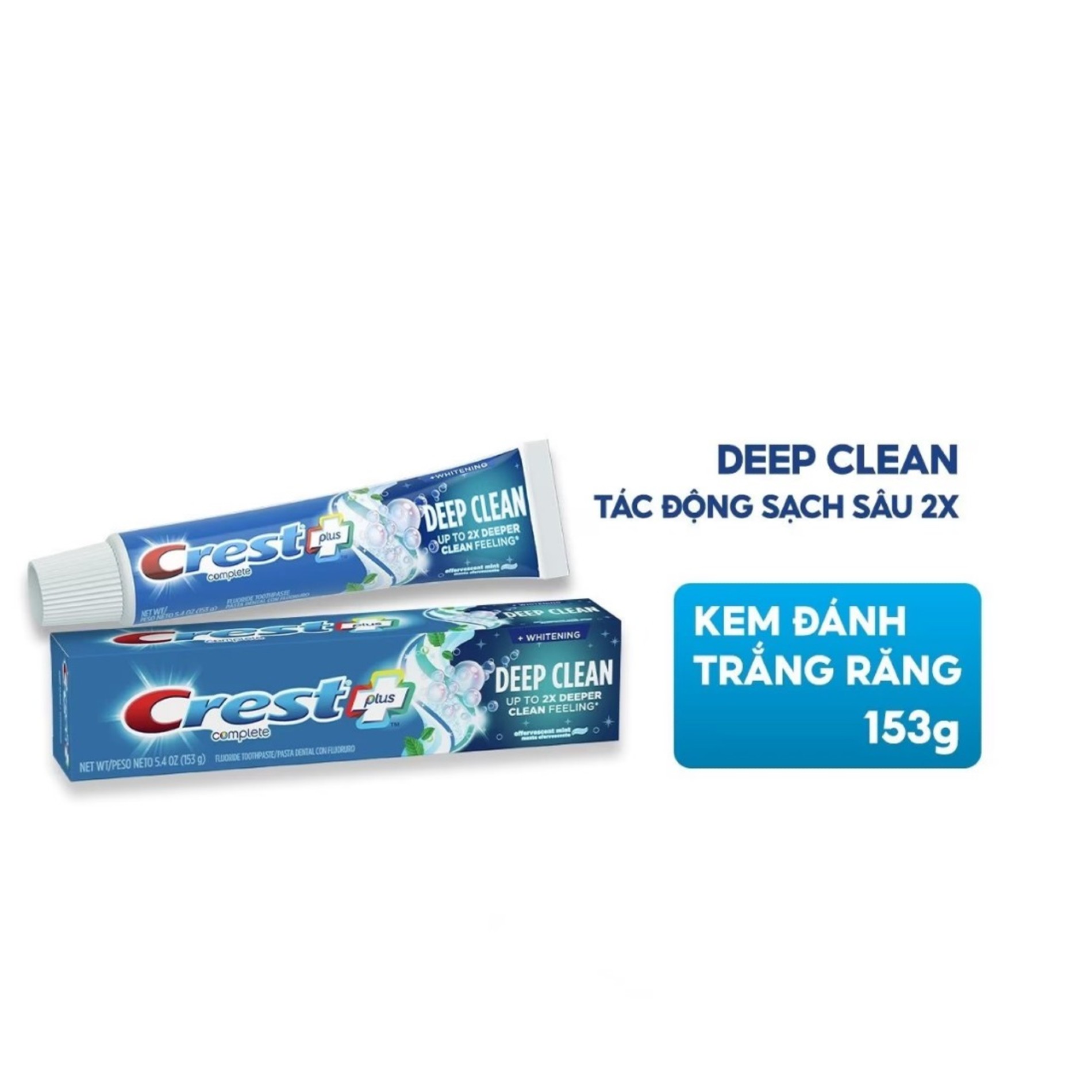 Kem Đánh Răng Crest Plus Deep Clean Làm Sáng, Tác Động Sạch Sâu - 153g