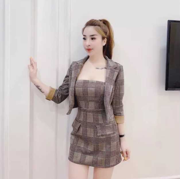 Đầm+vest dạng body kèm khoác -QH