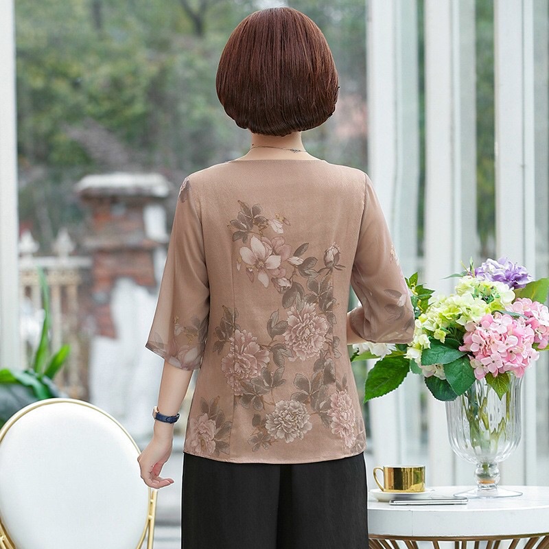 Áo trung niên tay lỡ chất lụa đẹp