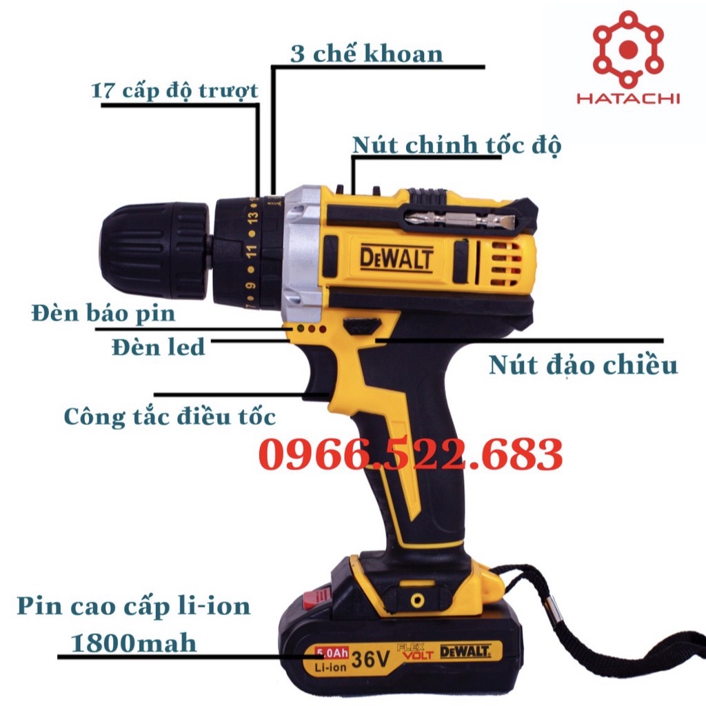 Máy khoan - Khoan pin Dewalt 36V đa năng