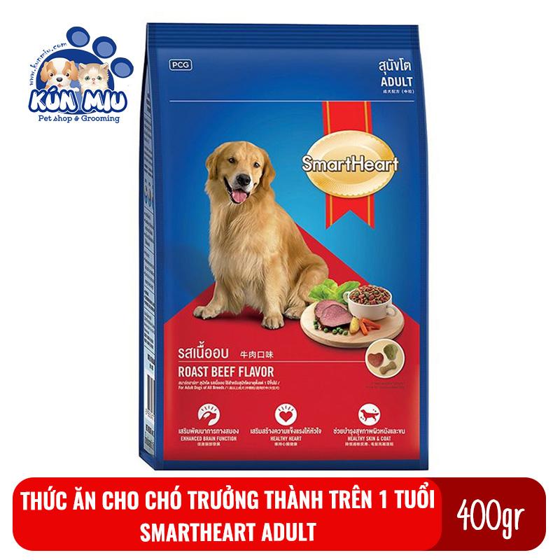 [Hoàn Tiền 10%] Thức ăn cho chó trưởng thành trên 1 tuổi Smartheart Adult Túi 400gr
