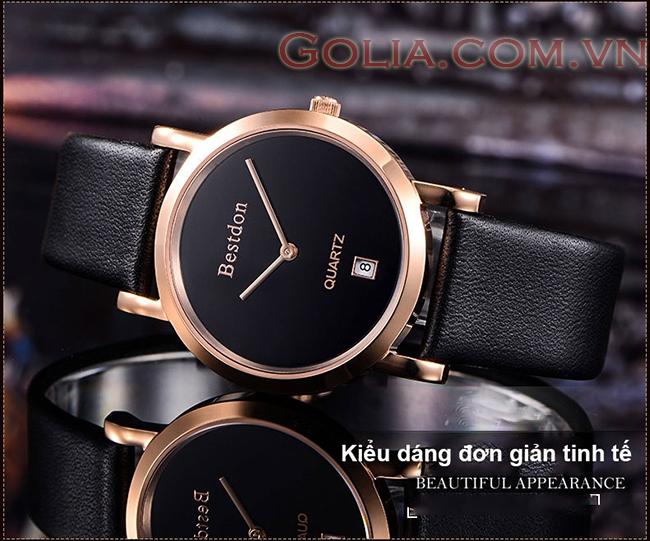 Đồng hồ nam dây da Bestdon BD9951G (Đen)