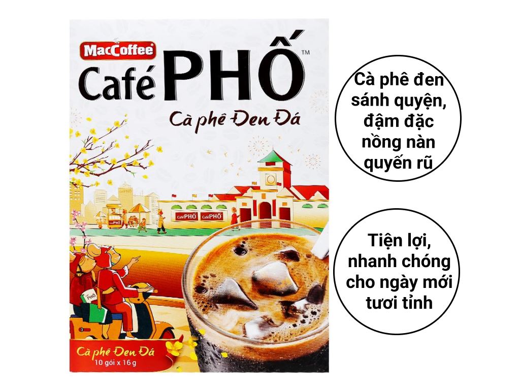 Cà phê đen đá MacCoffee Café Phố 160g ( Date tháng 11-2023)
