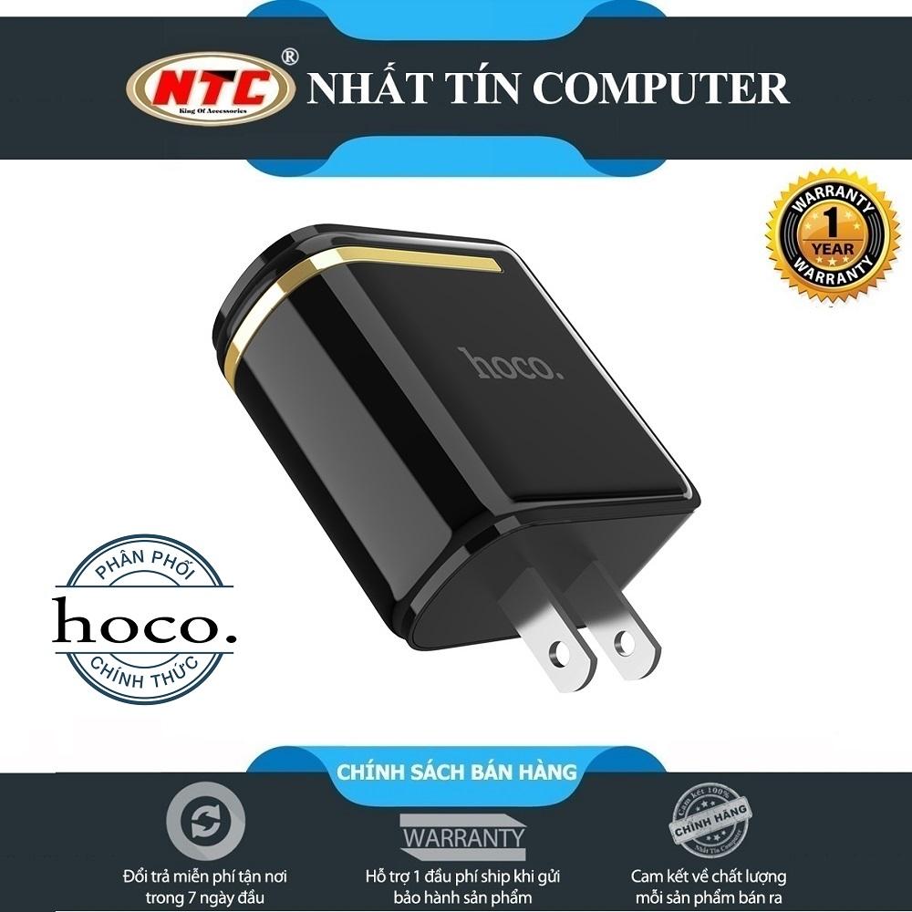 Cốc sạc 2 cổng Hoco C39 US - MAX 5V-2.4A (12W) - màn hình LCD hiển thị điện áp - Hãng phân phối chính thức