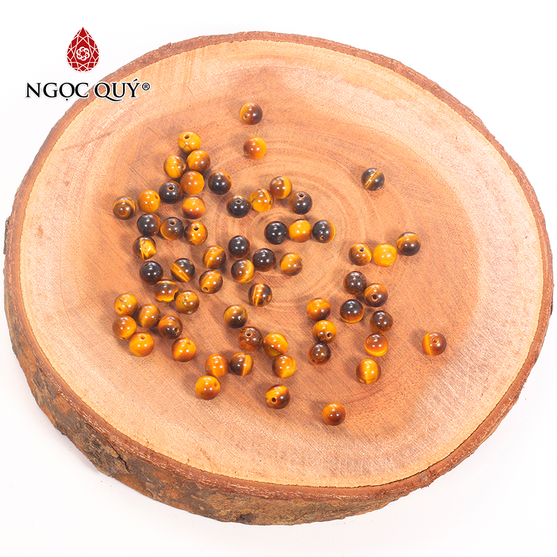 Combo 5 viên đá mắt hổ vàng nâu 6mm - Ngọc Qúy Gemstones