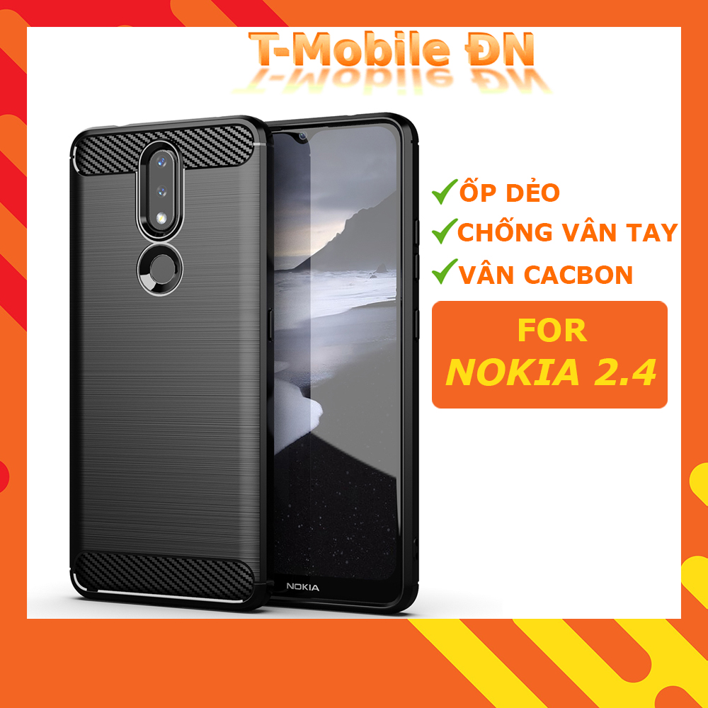 Ốp lưng Nokia 2.4 ốp silicone mềm Carbone phay xước chống sốc chống vân tay
