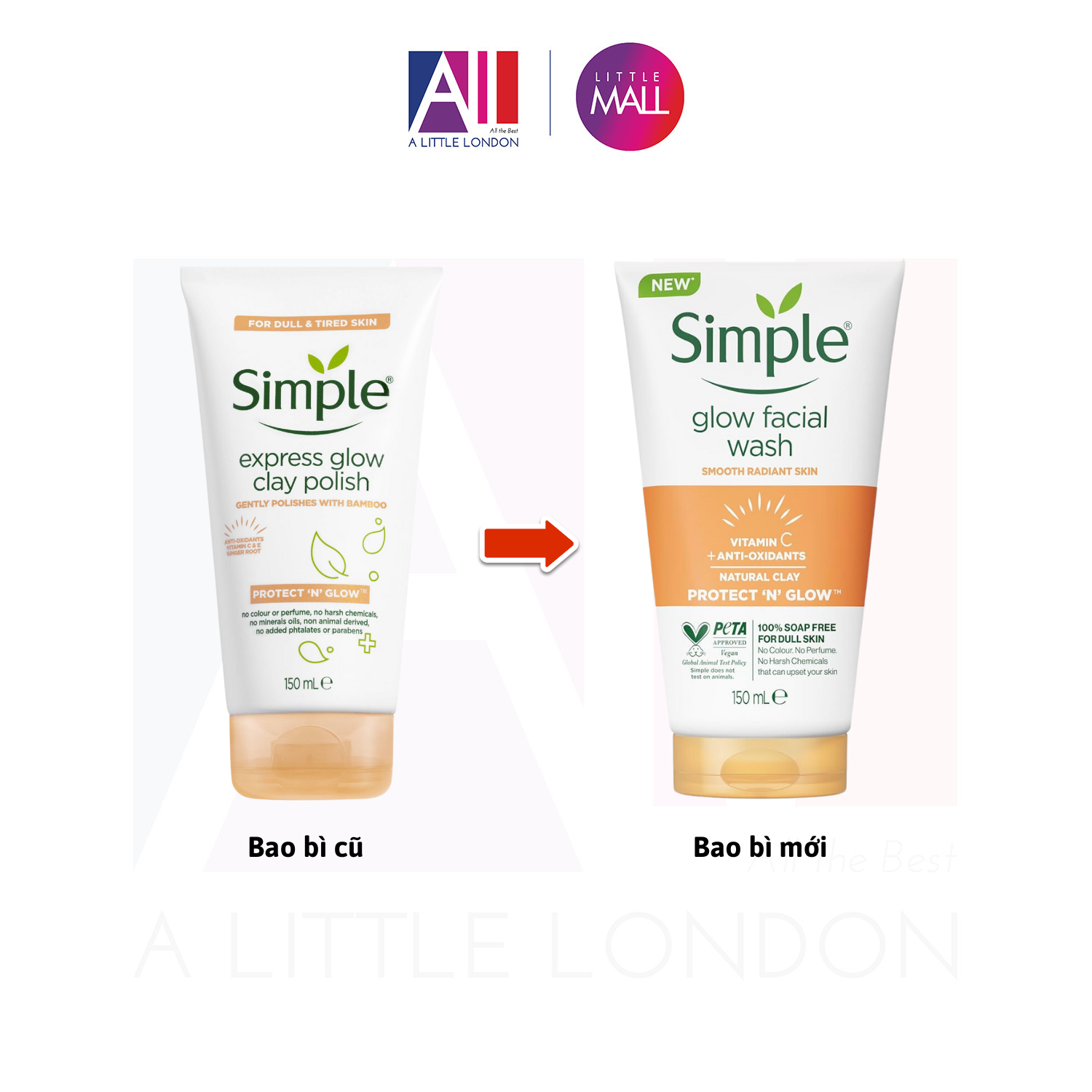 Sữa rửa mặt Simple Protect N Glow Express - 150ml (Bill Anh)