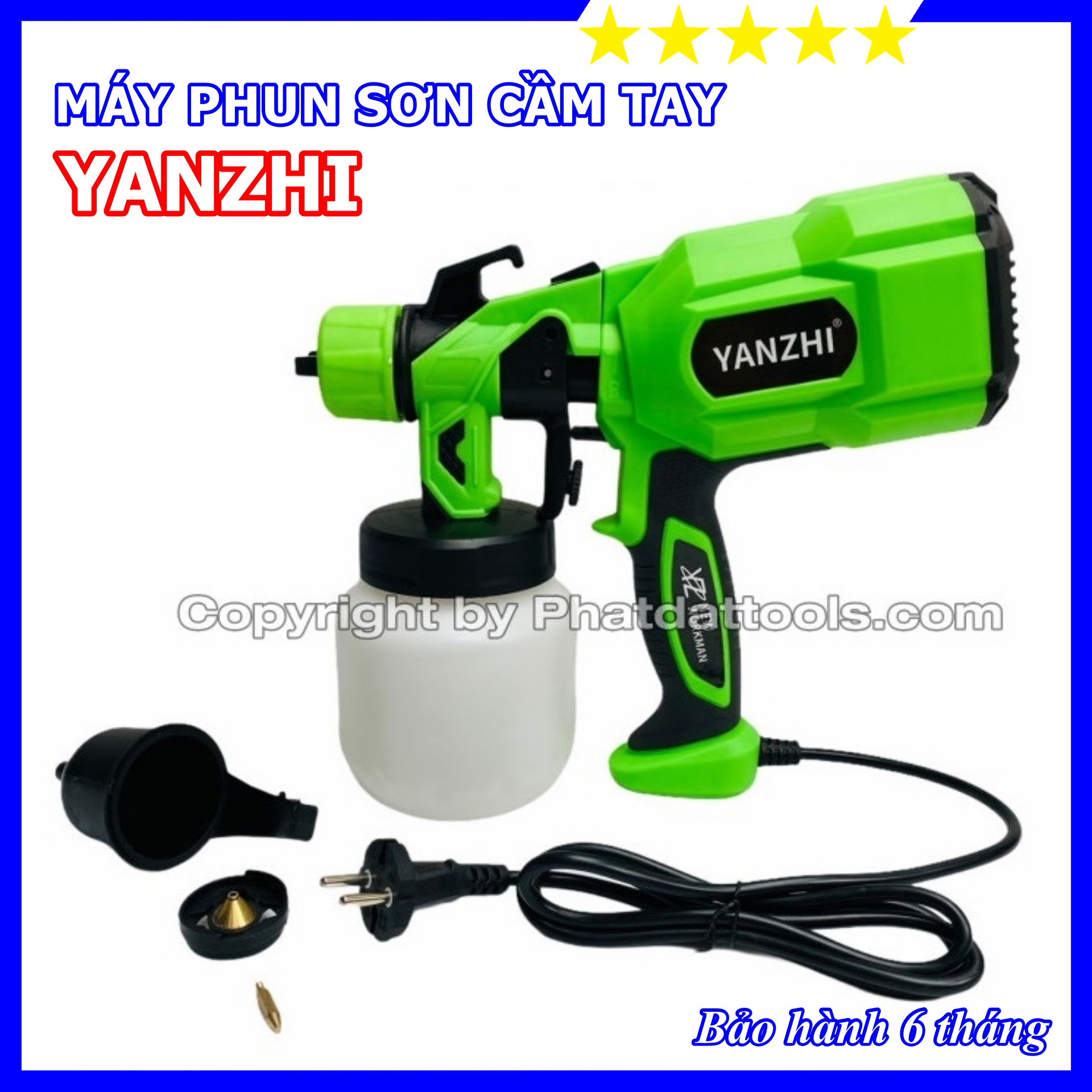 Máy phun sơn cầm tay - sung phun sơn yanzhi yz-4000 - bình chứa 750ml - đầu phun điều chỉnh tia - bảo hành toàn quốc 6 tháng