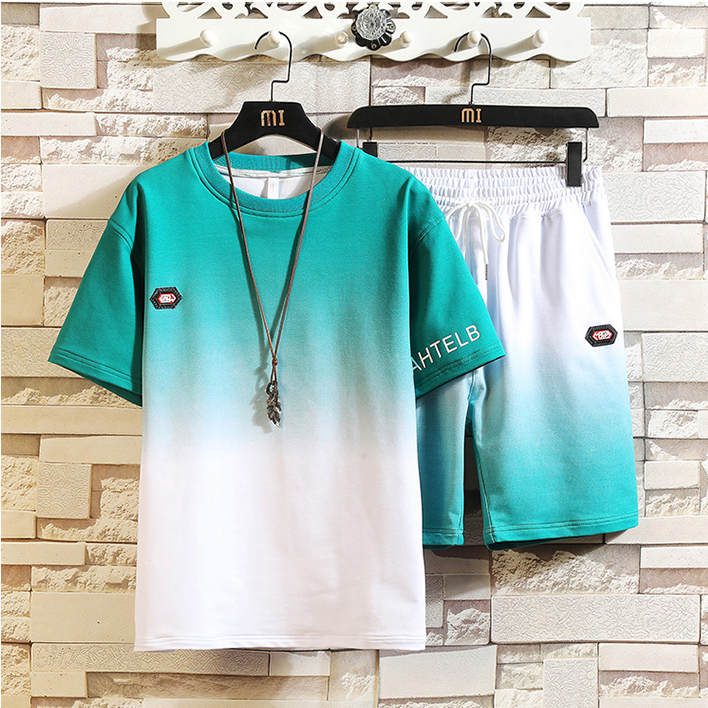 [ Hoàn Tiền Max ] Bộ Quần Áo Thun Nam Tay Ngắn Cổ Tròn Họa Tiết AHTELB Phối Màu Loang Gradient Cách Điệu Phong Cách Trẻ Trung Cá Tính Năng Động  BONBON Fashion MEN QA 086