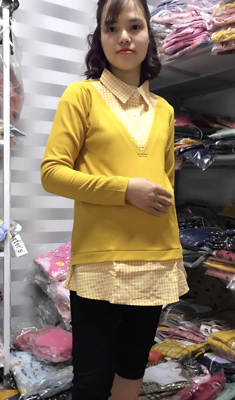 Áo len bầu pha kẻ trẻ trung mới