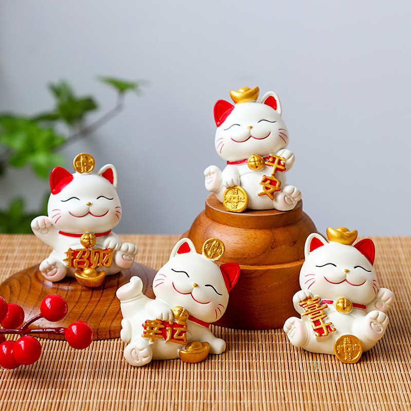 Bộ 04 Mèo Thần Tài may mắn 6.5cm