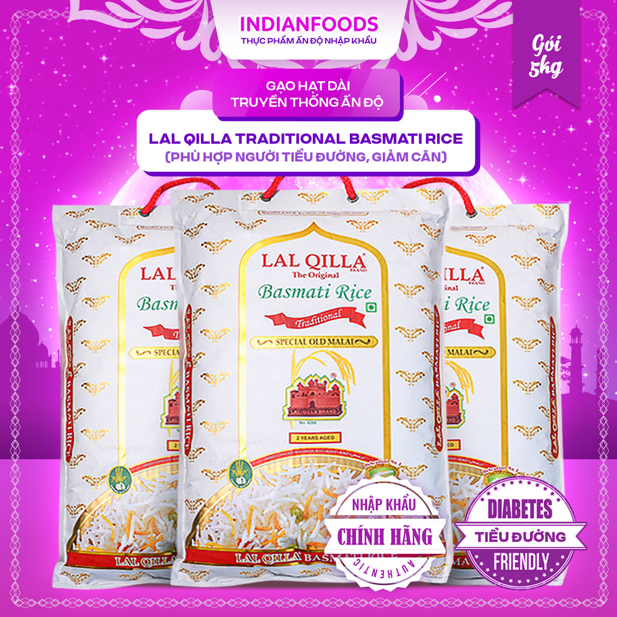 Gạo Ấn Độ LAL QUILLA Basmati Rice 5kg