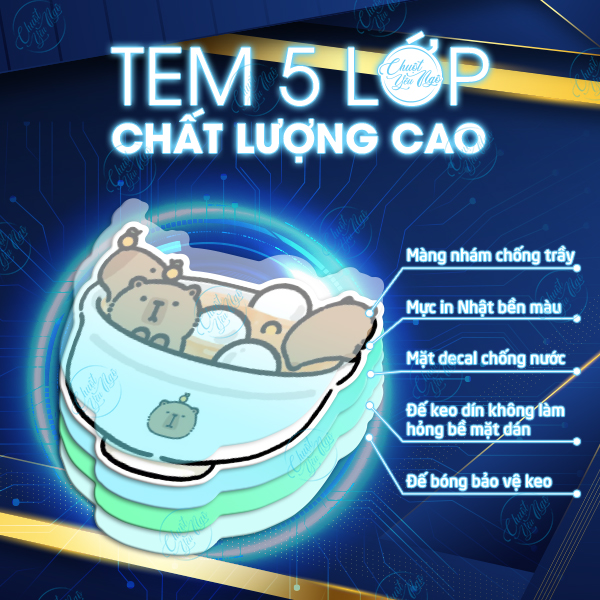 Combo 100 sticker CHUỘT LANG NƯỚC hình dán capybara dễ thương decal chống thấm nước meme dán sổ