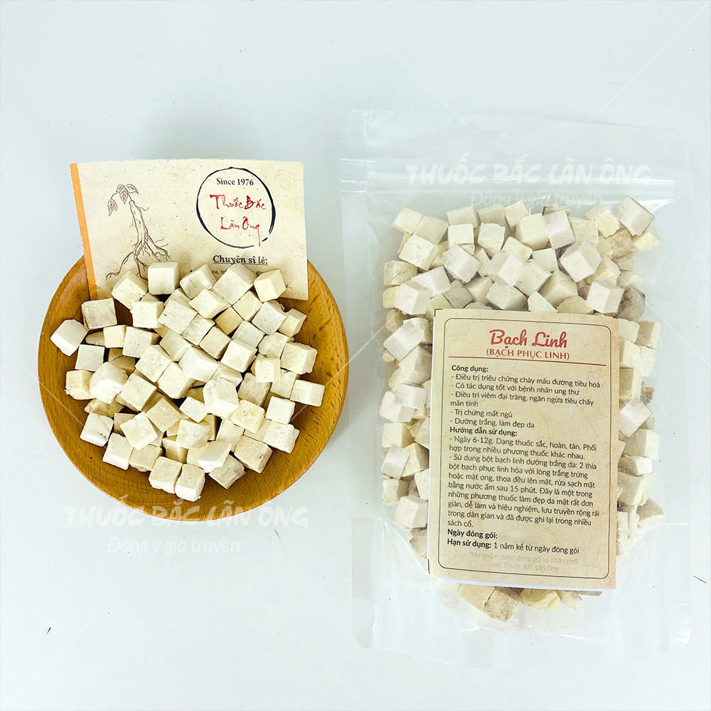Bạch linh viên 500g, bạch phục linh, trắng, đẹp, không lẫn tạp chất - Lãn Ông